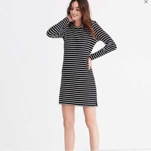 Madewell Cotton open back dress. Mid length black and white striped. Size M